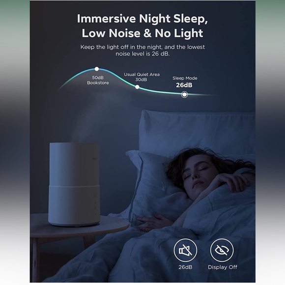 Humidifiers for Bedroom, Ultrasonic Cool Mist Humidifier for Baby Quiet, 2L - Picture 5 of 10